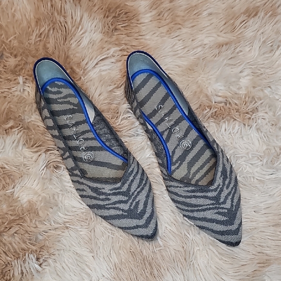 Rothy’s The Point Size 9.5 Gray Zebra Stripe Flats - Picture 3 of 9